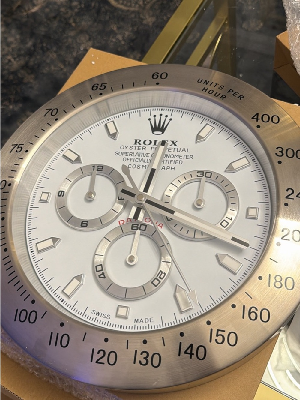 RLX Daytona white dial wall clock